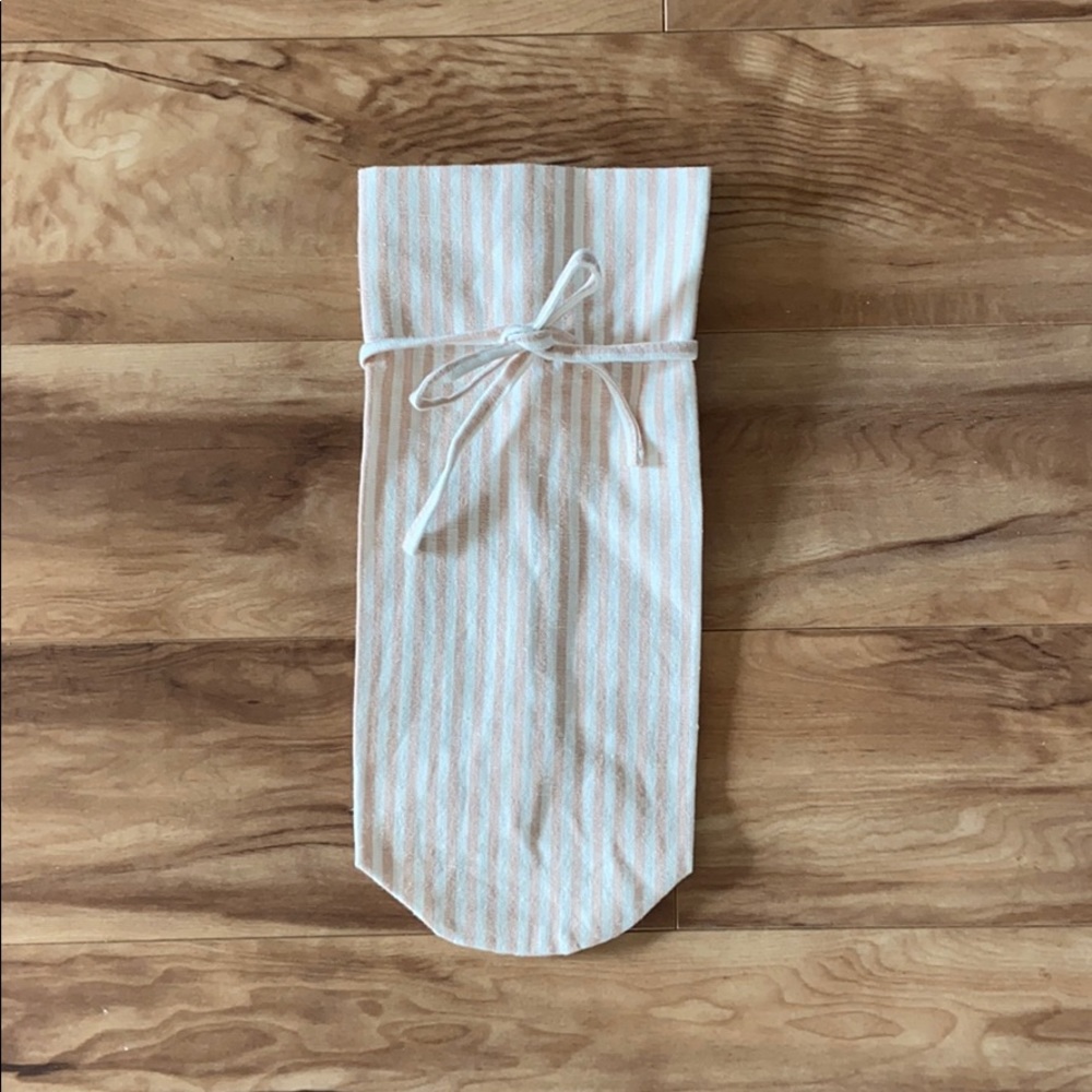 Pottery Barn Pink Wheaton Striped Wine Bag